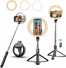 L07 - 6.6" Selfie Ring Light Phone Holder Selfie Stick Tripod